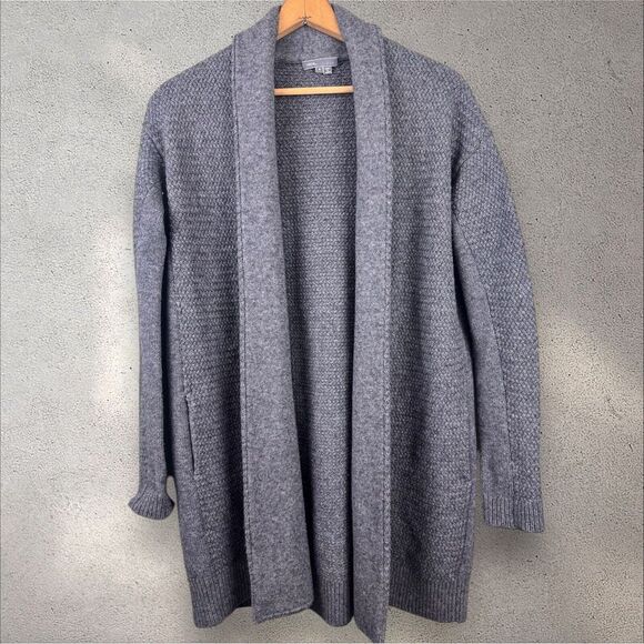 Vince Yak Wool Gray Coastal Longline Open Front Heavy Cardigan Women's‎ Small - Picture 1 of 5